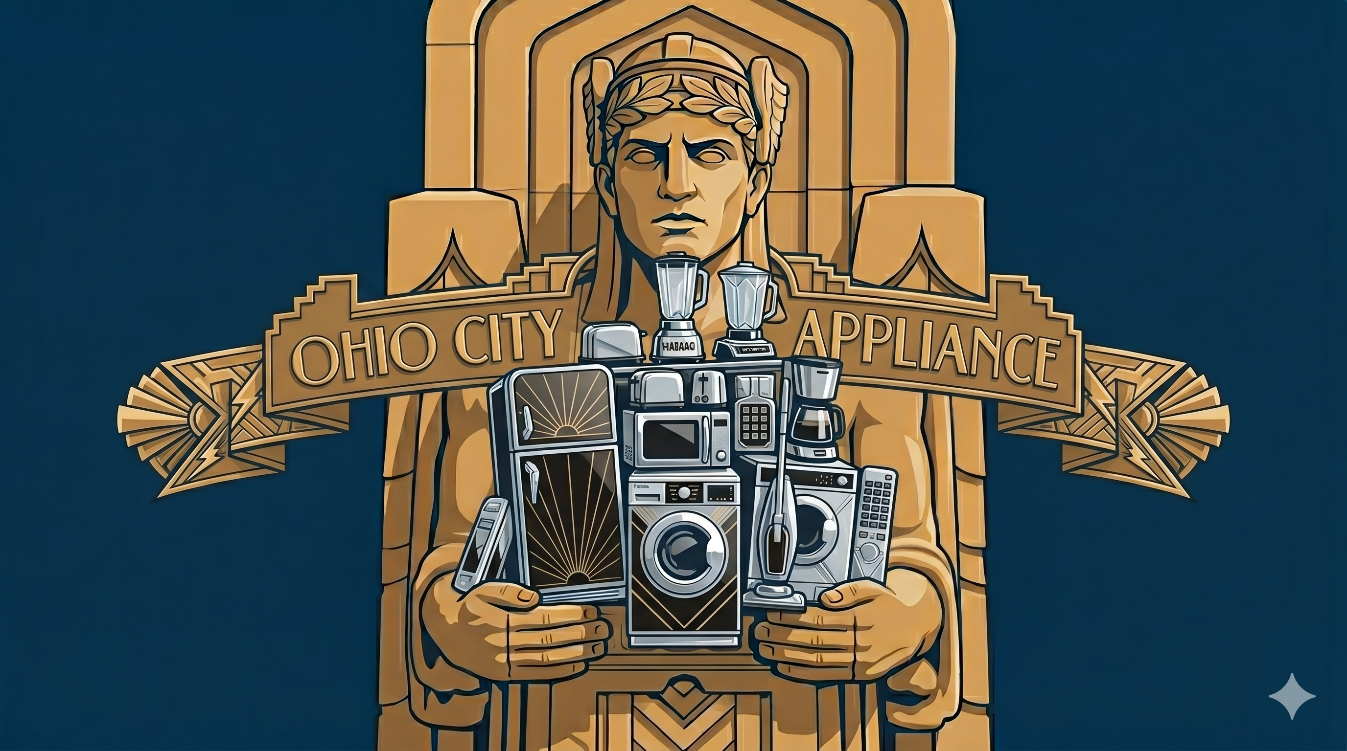 Ohio City Appliance guardian logo with appliances